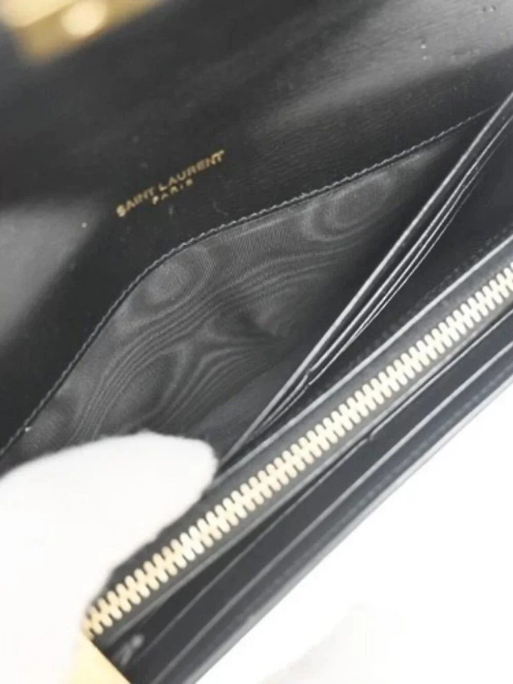 SAINT LAURENT YSL Logo Bifold Long Wallet Leather Black GHW Italy 68KP489 - Picture 10 of 16